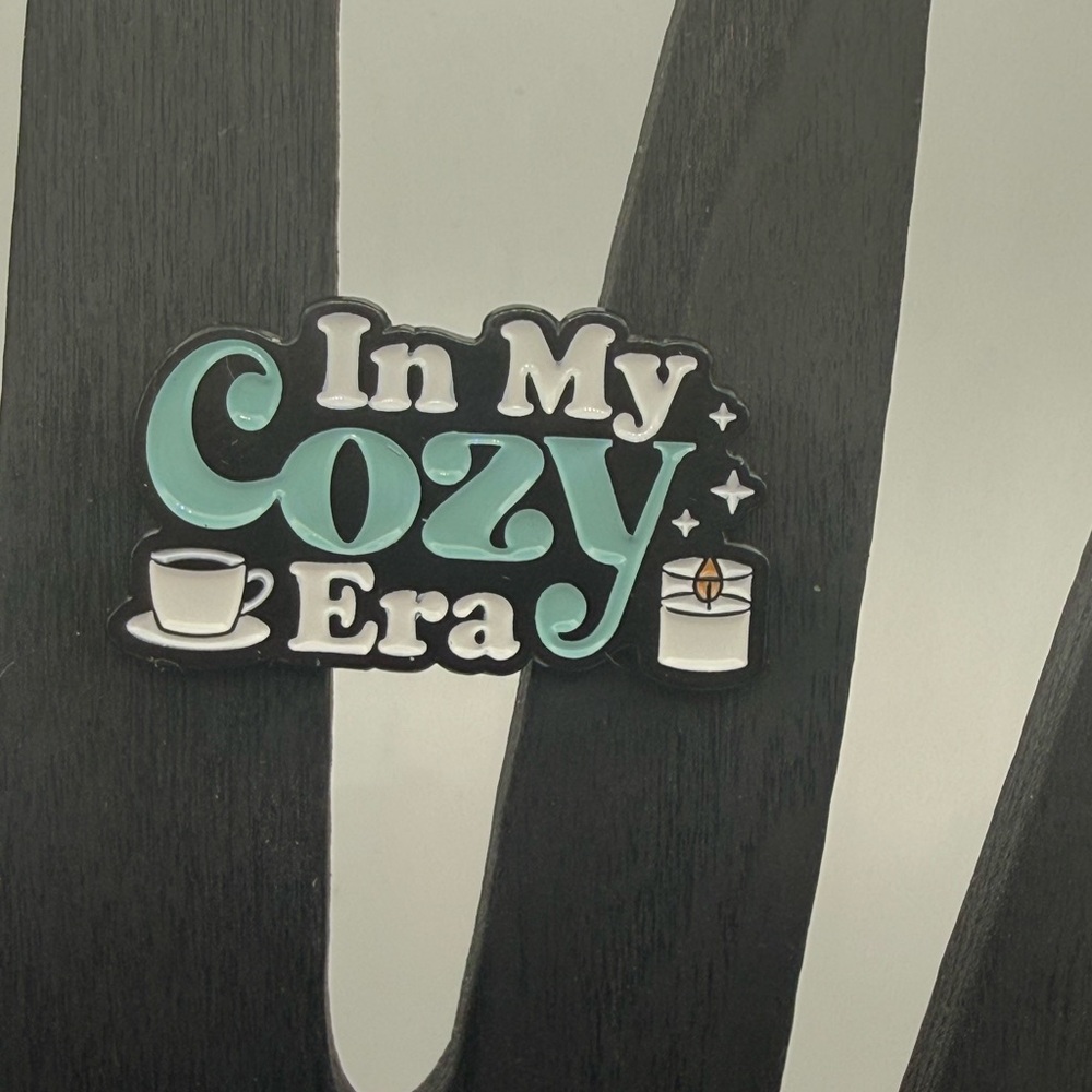 “In my cozy era” enamel pin